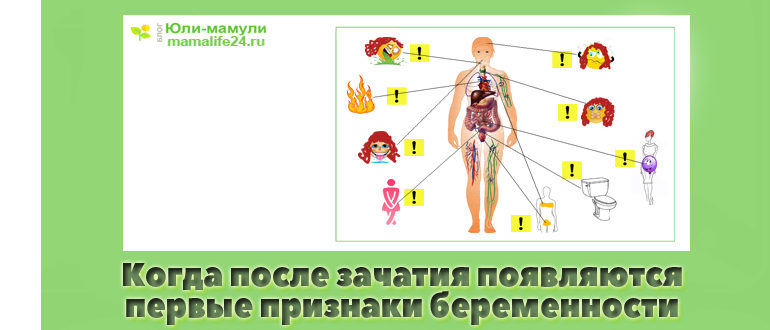 когда после зачатия появляются первые признаки беременности
